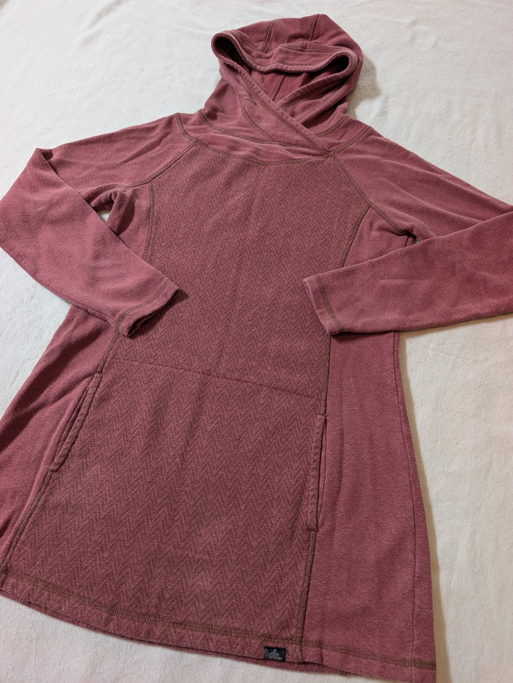 Prana Tarane Daily Tunic Hooded Sweater Dress in Terracotta/Rust